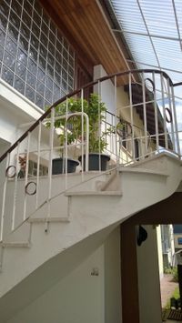 Holiday apartment entrance with stairs